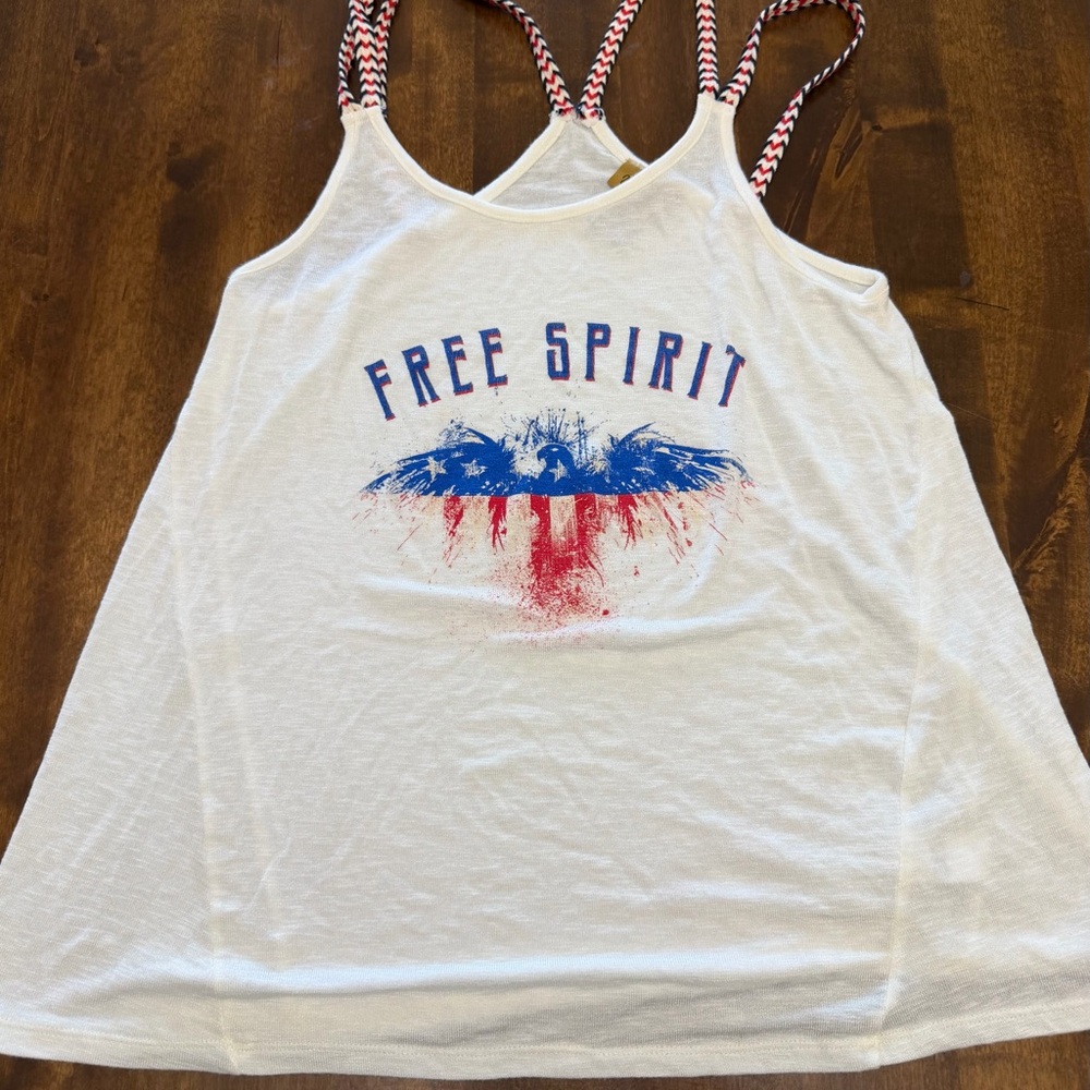 Women’s Wrangler Americana Free Spirit Knit Tank Top Braided Strap XL Western